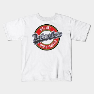 Malawi backpacker world traveler logo Kids T-Shirt